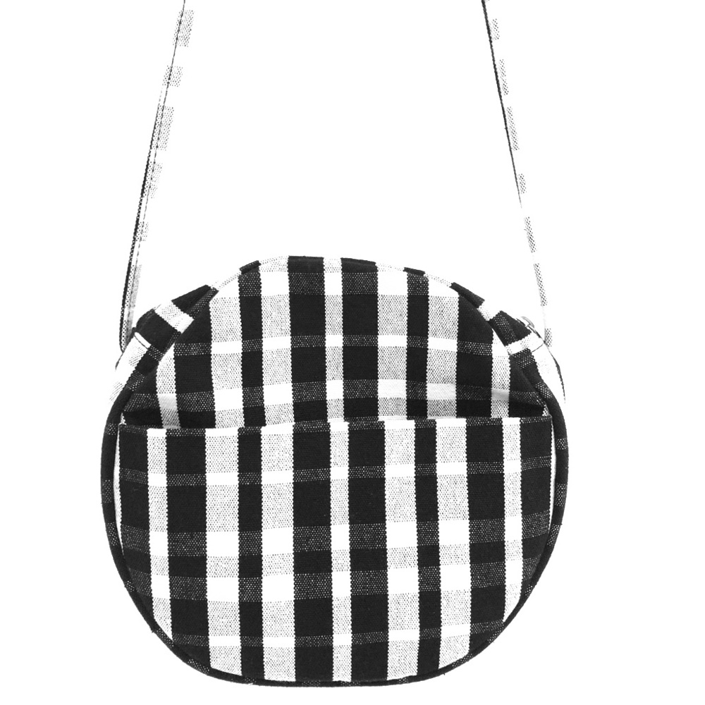 Baggu circle purse in black and white gingham.